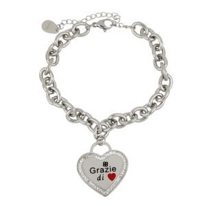 BRACCIALE NAIROBY IN ACCIAIO "GRAZIE DI CUORE"