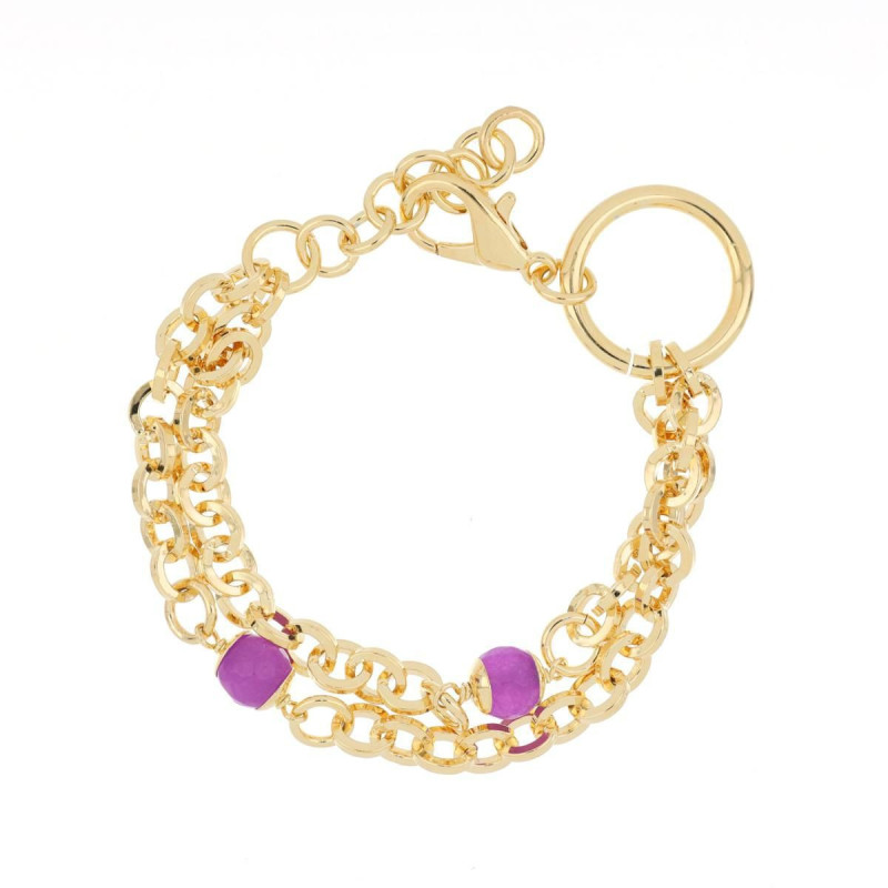 BRACCIALE "GIOIA" RODIATO CON PERLE COLORATE CM 16+3 IN OTTONE