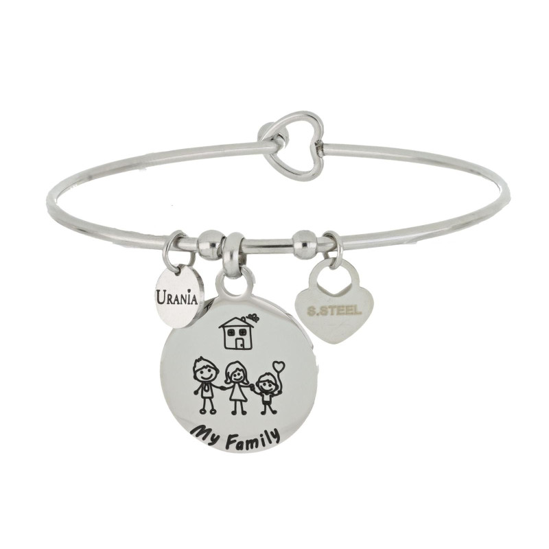 BRACCIALE "PENSIERO" MM 20 MAMMA, PAPA' E BIMBO IN ACCIAIO