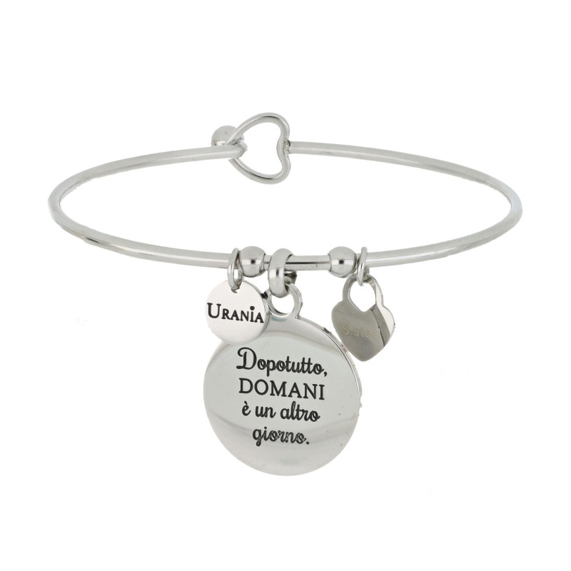BRACCIALE "PENSIERO" TONDO CON FRASE MM 20 IN ACCIAIO