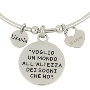 BRACCIALE "PENSIERO" IN ACCIAIO VOGLIO UN MONDO ALL'ALTEZZA DEI