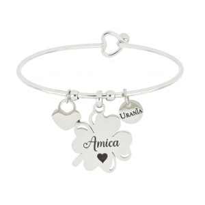 BRACCIALE "PENSIERO" QUADIFOGLIO IN ACCIAIO "AMICA"