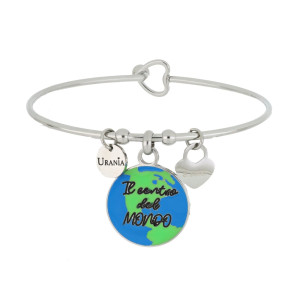 BRACCIALE "PENSIERO" CON FRASE "IL CENTRO DEL MONDO" MM 20 IN AC