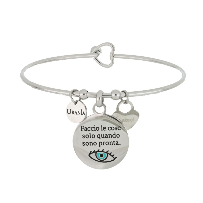 BRACCIALE "PENSIERO" TONDO CON FRASE MM 20 IN ACCIAIO