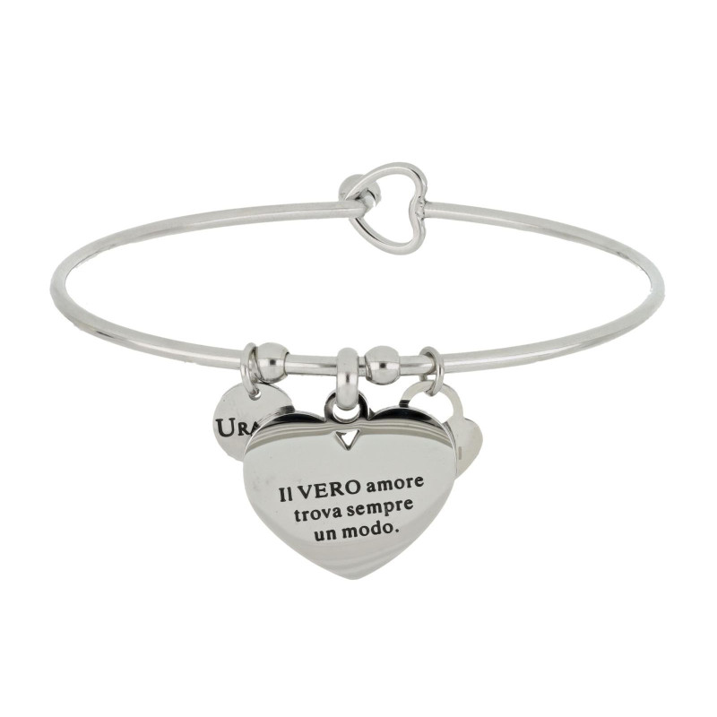 BRACCIALE "PENSIERO" IN ACCIAIO "IL VERO AMORE TROVA SEMPRE UN M
