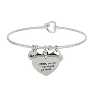BRACCIALE "PENSIERO" IN ACCIAIO "IL VERO AMORE TROVA SEMPRE UN M