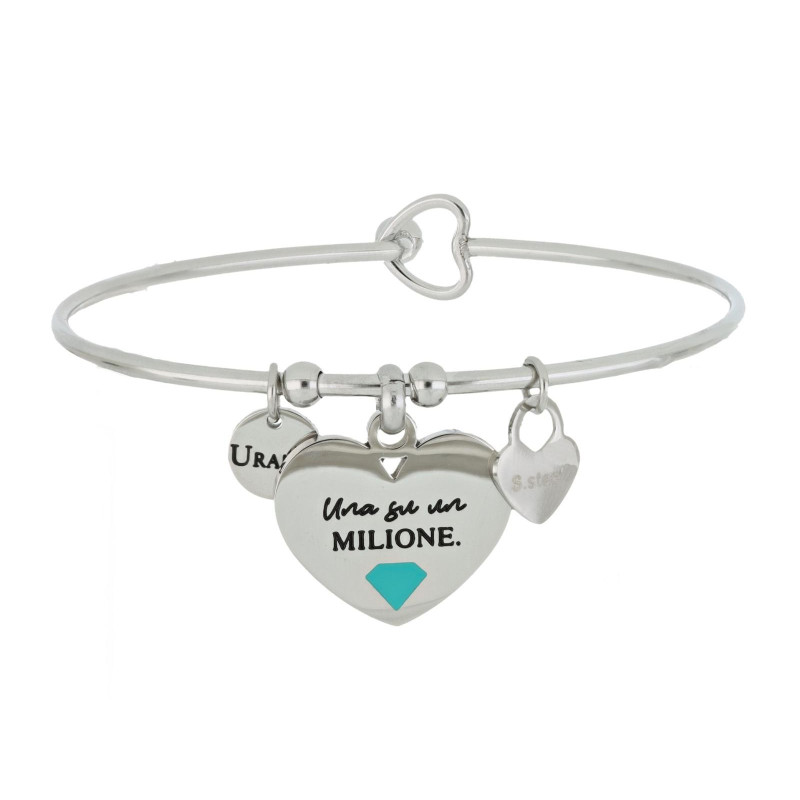 BRACCIALE "PENSIERO" CUORE IN ACCIAIO "UNA SU UN MILIONE"