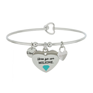 BRACCIALE "PENSIERO" CUORE IN ACCIAIO "UNA SU UN MILIONE"