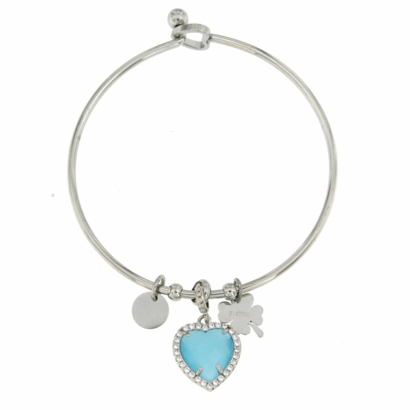 BRACCIALE "PENSIERO" IN ACCIAIO CUORE AZZURRO