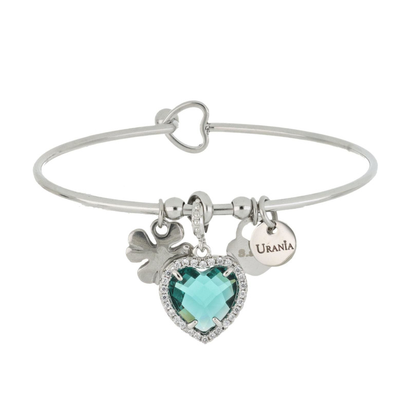 BRACCIALE "PENSIERO" CUORE PETROLIO MM 15 IN ACCIAIO