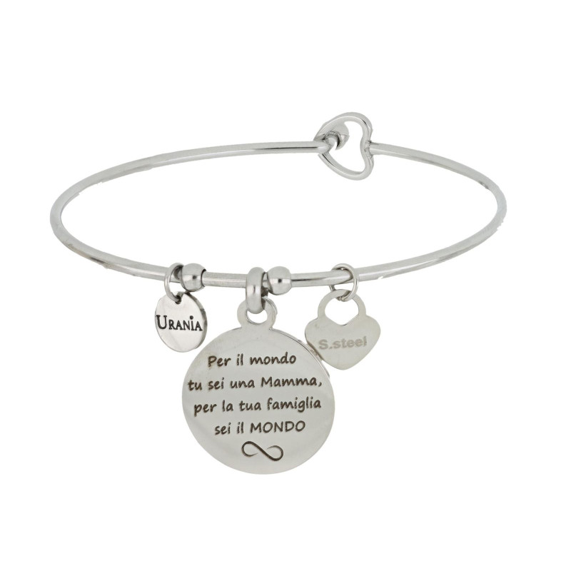 BRACCIALE "PENSIERO" IN ACCIAIO "PER IL MONDO TU SEI UNA MAMMA P