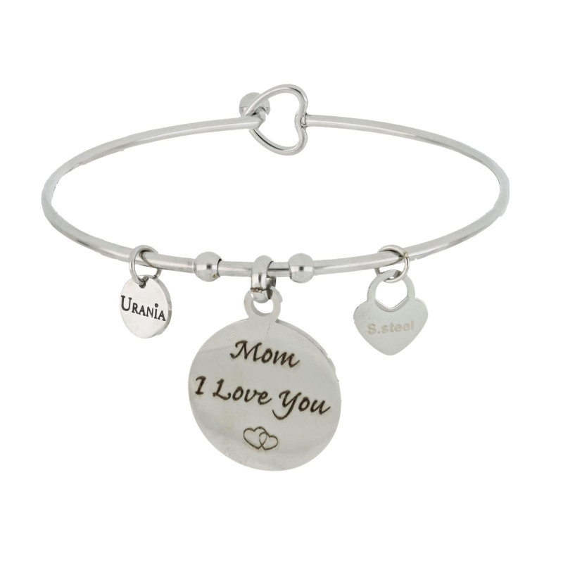 BRACCIALE "PENSIERO" IN ACCIAIO "MOM I LOVE YOU"