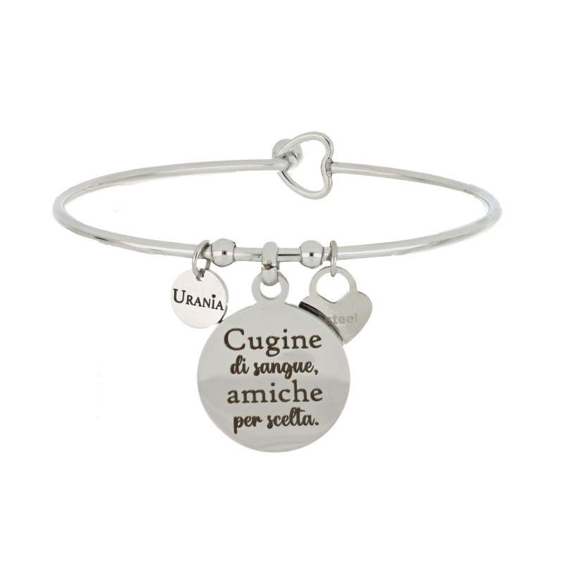 BRACCIALE "PENSIERO" TONDO CON SCRITTA MM 20 IN ACCIAIO