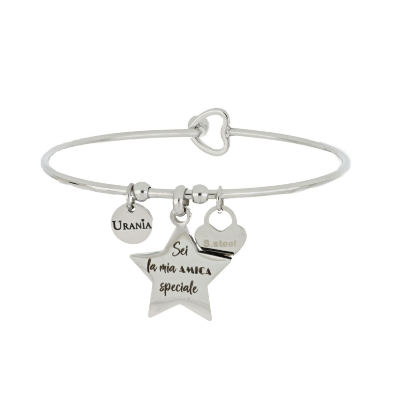 BRACCIALE "PENSIERO" STELLA CON FRASE MM 22 IN ACCIAIO
