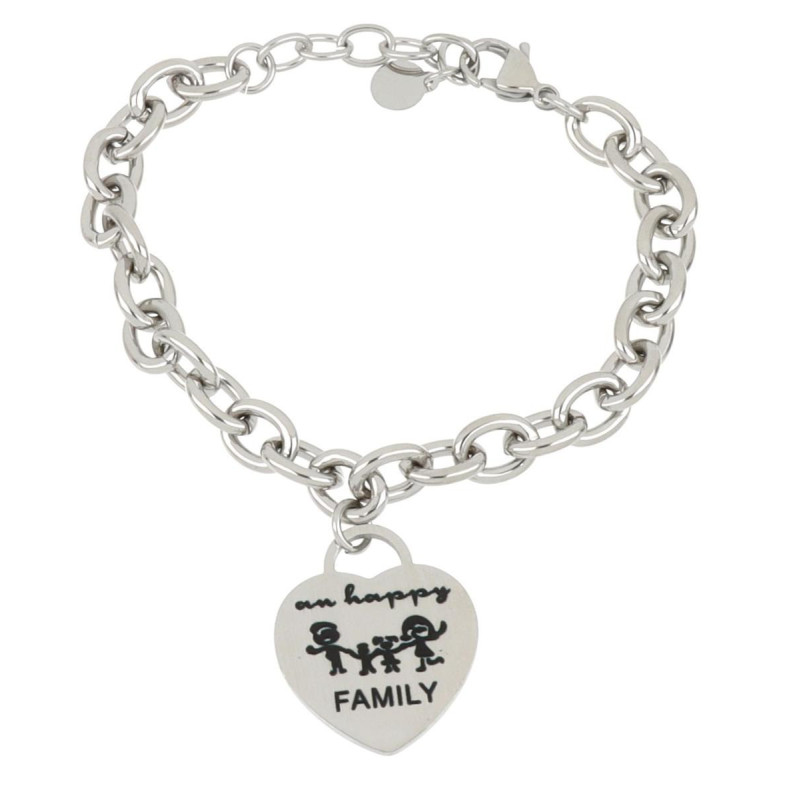 BRACCIALE NAIROBI IN ACCIAIO CUORE "AM HAPPY FAMILY"