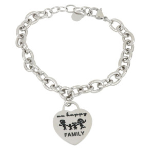 BRACCIALE NAIROBI IN ACCIAIO CUORE "AM HAPPY FAMILY"