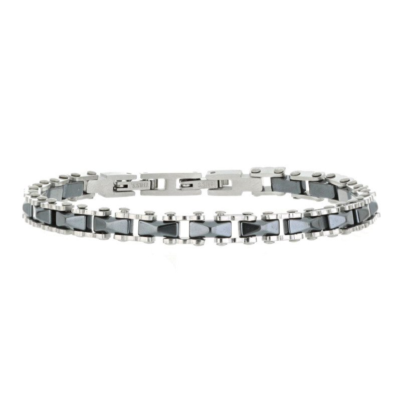 BRACCIALE UOMO CM 20 IN ACCIAIO E CERAMICA
