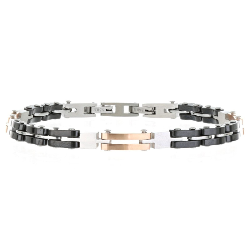 BRACCIALE UOMO E CERAMICA CM 21 IN ACCIAIO