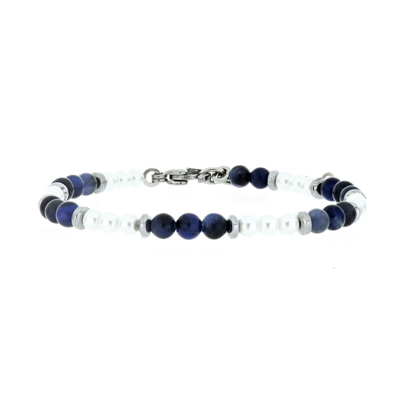 BRACCIALE UOMO IN PIETRA E ACCIAIO CM 19+3