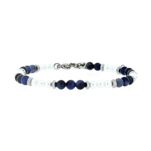 BRACCIALE UOMO IN PIETRA E ACCIAIO CM 19+3