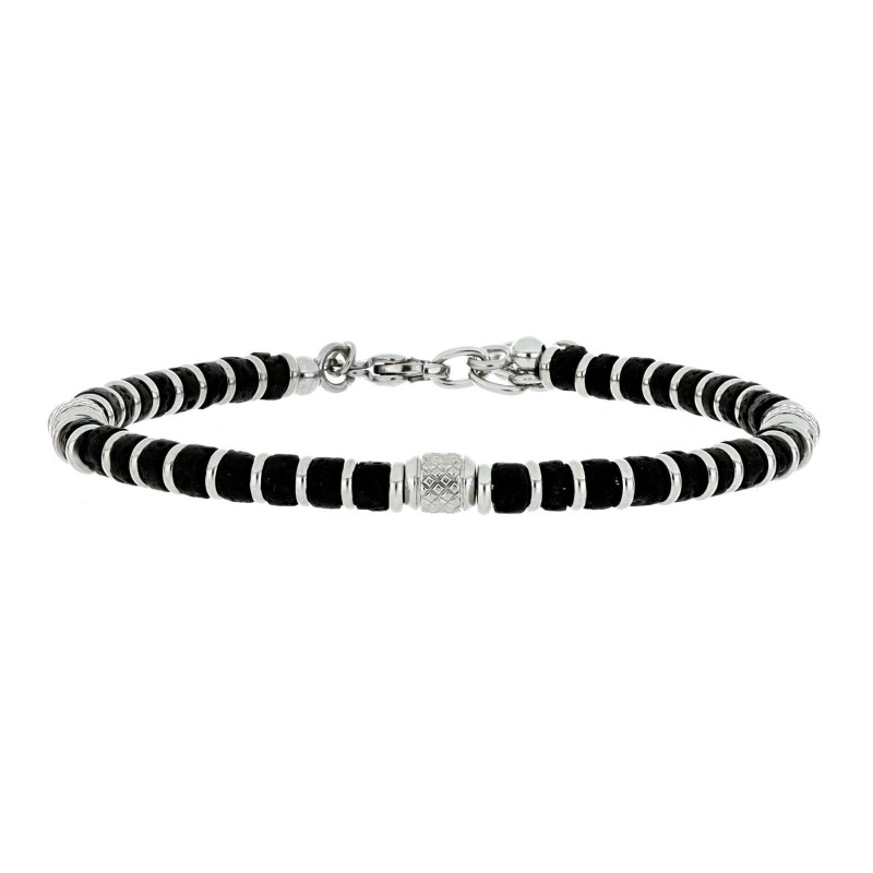 BRACCIALE UOMO IN PIETRA E ACCIAIO CM 19+3