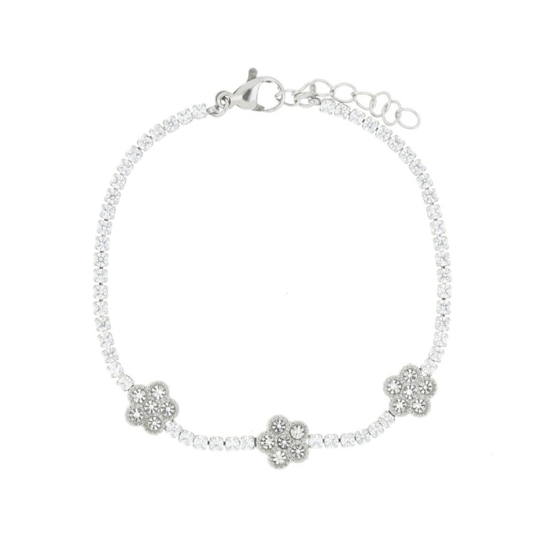 BRACCIALE CM 16+2 VALENCIA FIORE MM 8 IN ACCIAIO