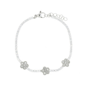 BRACCIALE CM 16+2 VALENCIA FIORE MM 8 IN ACCIAIO