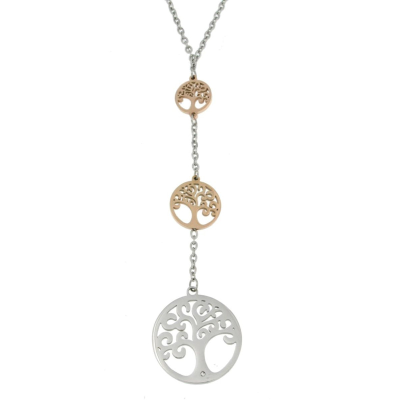 COLLANA "IDEAL" IN ACCIAIO CON ALBERO DELLA VITA