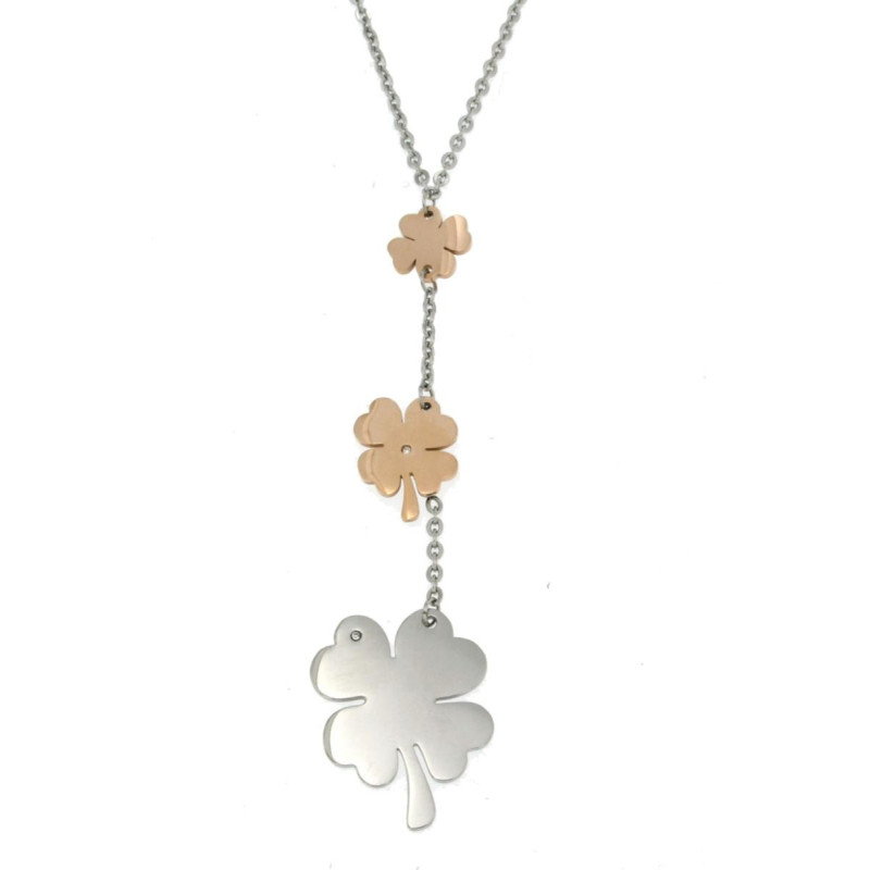 COLLANA "IDEAL" IN ACCIAIO CON QUADRIFOGLIO