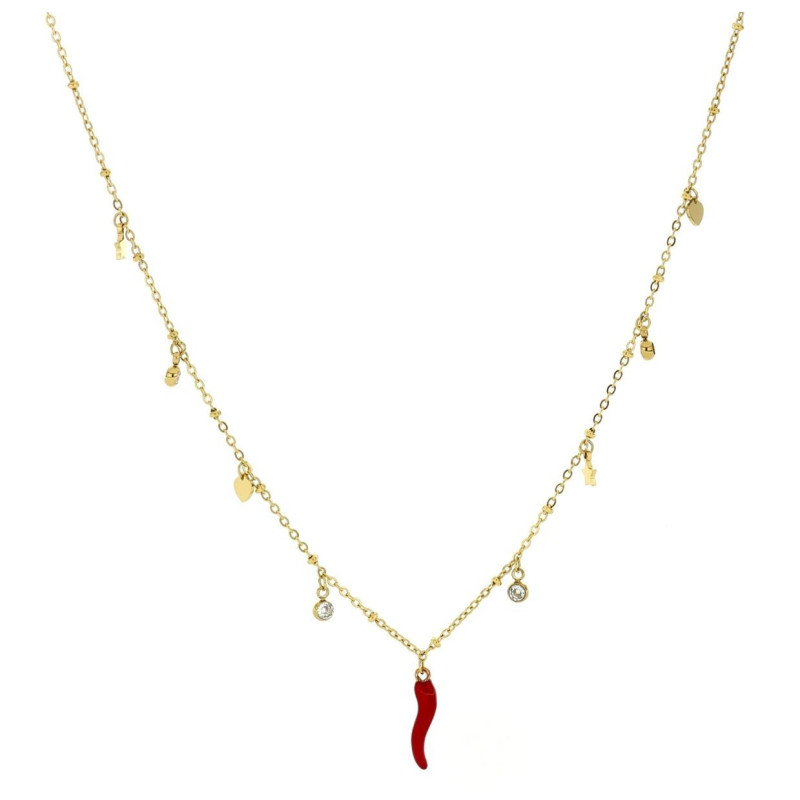 COLLANA CM 42+5 IN ACCIAO CON CORNO MM 19