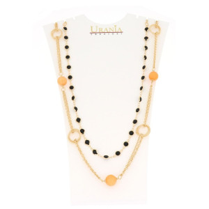 COLLANA "GIOIA" CM 75 RODIATO CON PIETRE ARANCIONI IN OTTONE