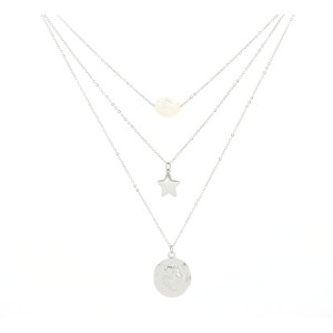 COLLANA AFRODITE CM 40+4 CON PERLA E STELLA IN ACCIAIO
