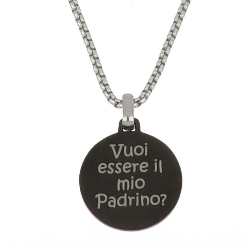 COLLANA PERSONALIZZATO IN ACCIAIO "VUOI ESSERE IL MIO PADRINO"