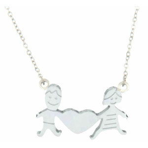 COLLANA FAMILY IN ACCIAIO PAPA' E MAMMA