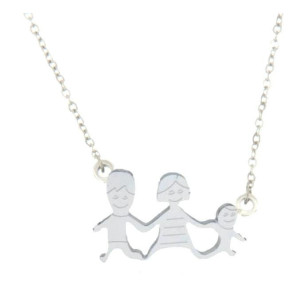 COLLANA FAMILY IN ACCIAIO PAPA', MAMMA E BIMBO