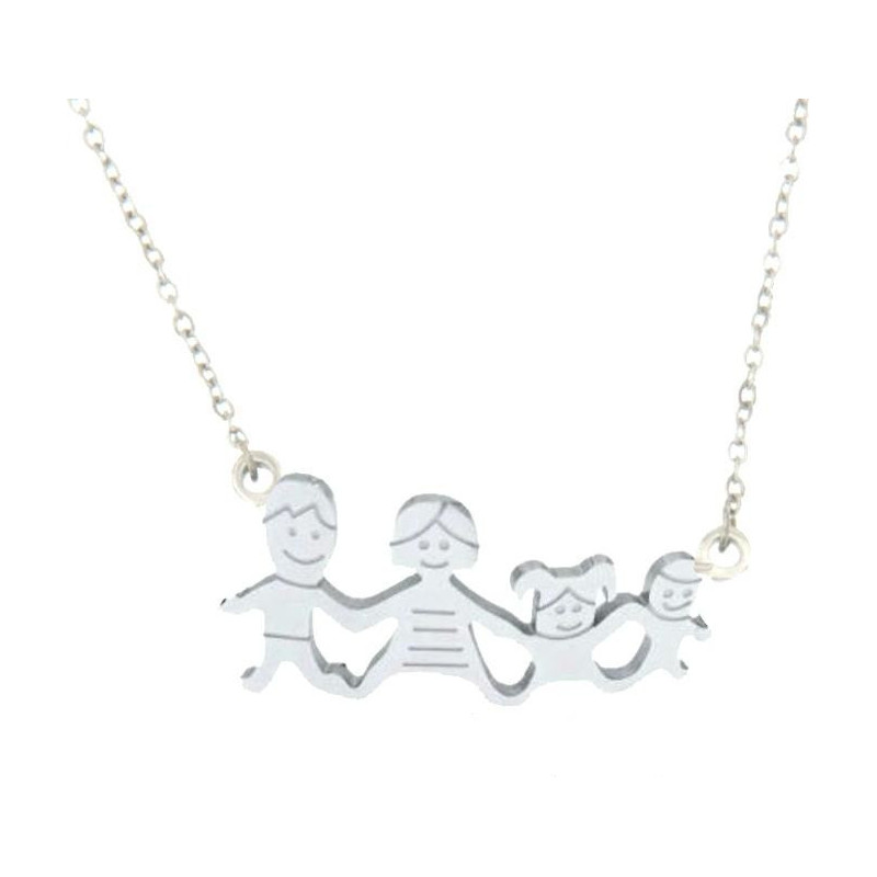 COLLANA FAMILY IN ACCIAIO PAPA', MAMMA, BIMBA E BIMBO