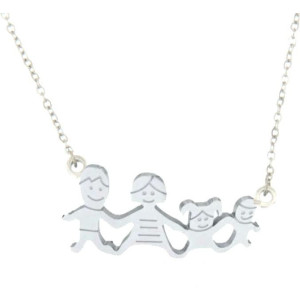 COLLANA FAMILY IN ACCIAIO PAPA', MAMMA, BIMBA E BIMBO