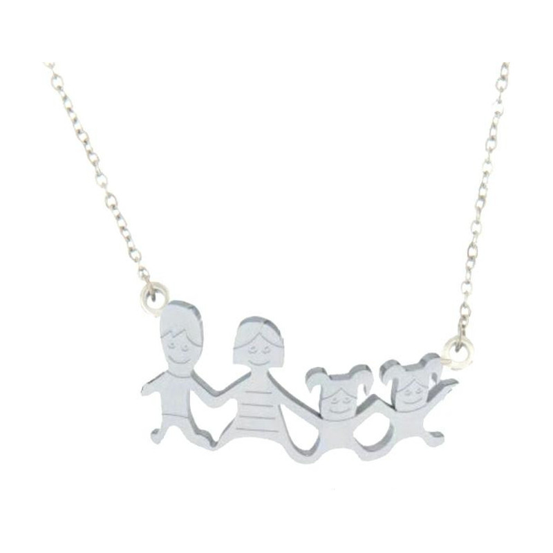 COLLANA FAMILY IN ACCIAIO PAPA', MAMMA E 2 BIMBE
