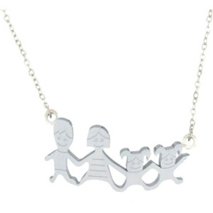 COLLANA FAMILY IN ACCIAIO PAPA', MAMMA E 2 BIMBE