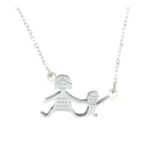 COLLANA FAMILY IN ACCIAIO MAMMA E BIMBO