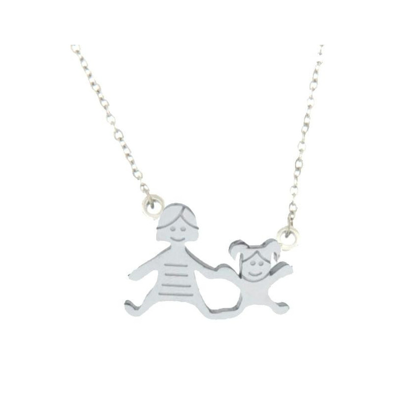COLLANA FAMILY IN ACCIAIO MAMMA E BIMBA