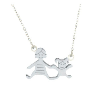 COLLANA FAMILY IN ACCIAIO MAMMA E BIMBA