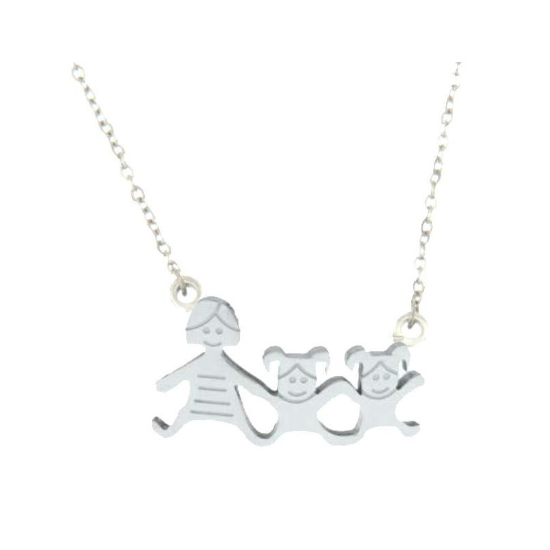 COLLANA FAMILY IN ACCIAIO MAMMA E 2 BIMBE