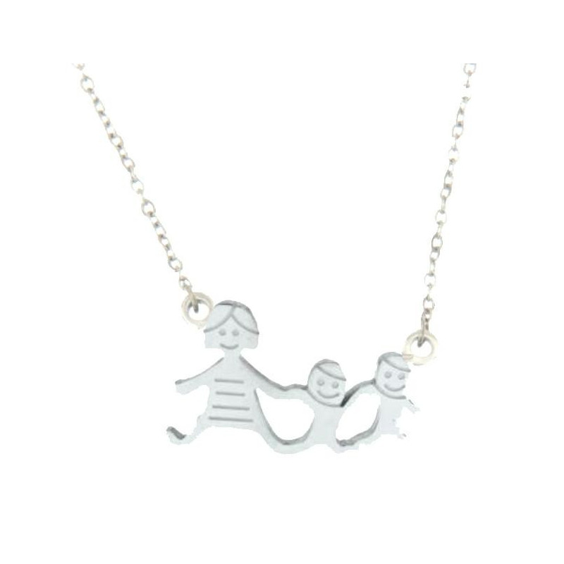 COLLANA FAMILY IN ACCIAIO MAMMA E 2 BIMBI