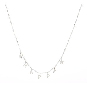 COLLANA AFRODITE CM 41+5 CON SCRITTA E STELLE MM 6 IN ACCIAIO
