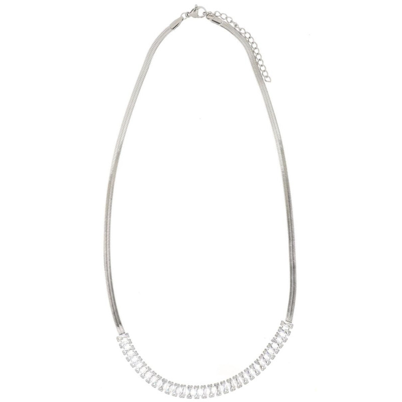 COLLANA KHLOE CON ZIRCONI IN ACCIAIO CM 42+5 DI PROLUNGA