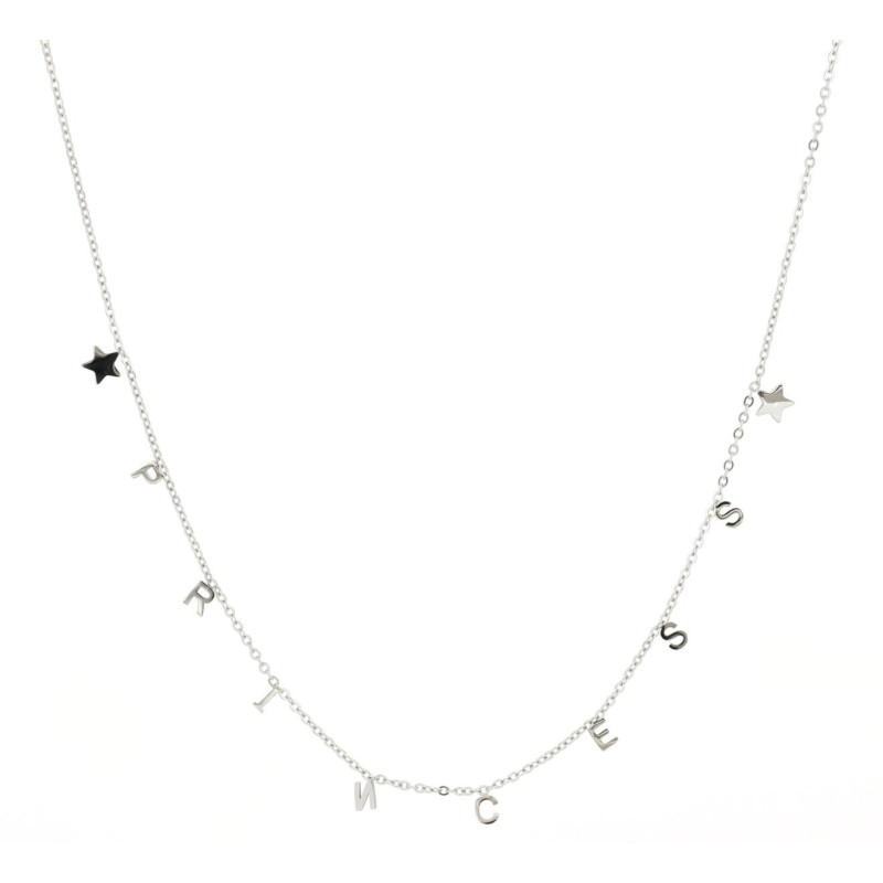 COLLANA AFRODITE CM 41+5 CON SCRITTA E STELLE MM 6 IN ACCIAIO