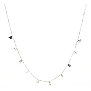 COLLANA AFRODITE CM 41+5 CON SCRITTA E STELLE MM 6 IN ACCIAIO