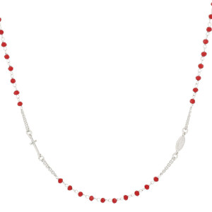 COLLANA CM 50+3 ROSARIO MM 3 IN ARGENTO 925 CON CRISTALLO ROSSO
