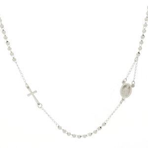 COLLANA ROSARIO CON CATENA CM 51 IN ACCIAIO
